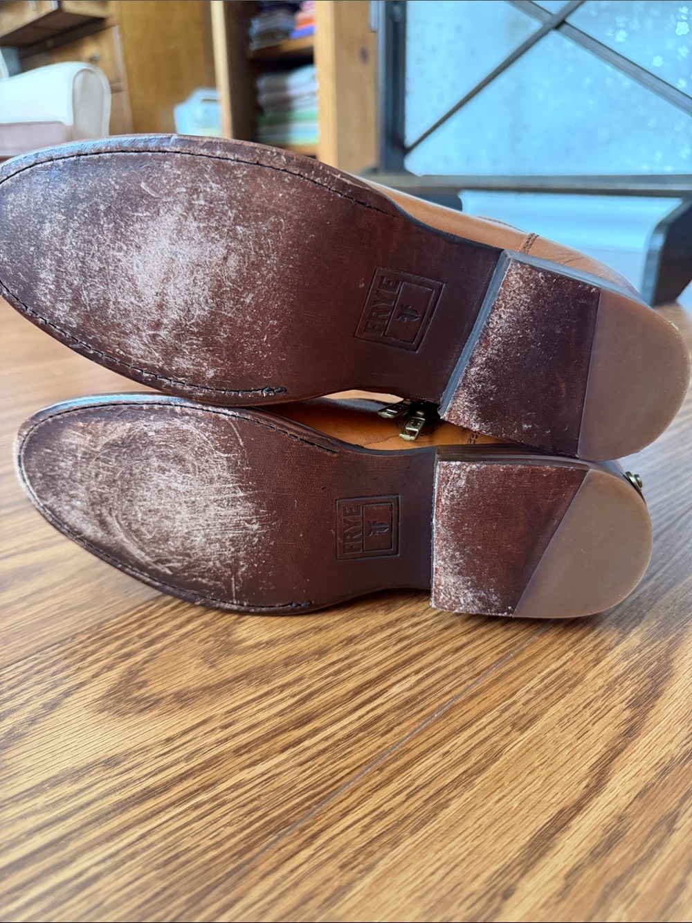 Frye Women's Tan Leather Ankle Booties - Picture 4 of 6